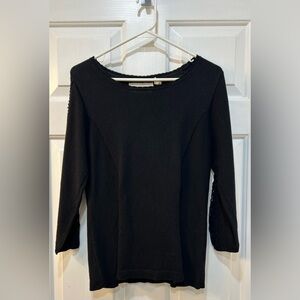 Anthropologie Angel of North Black Sweater Crochet Sleeve Cashmere Infused Sz M